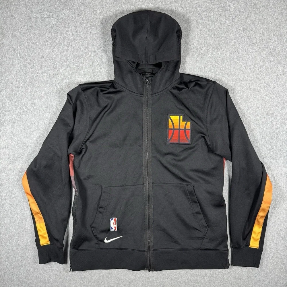 Nike NBA Utah Jazz Dri-FIT Full Zip Hoodie Jacket Men's L Black Team Warmup Logo